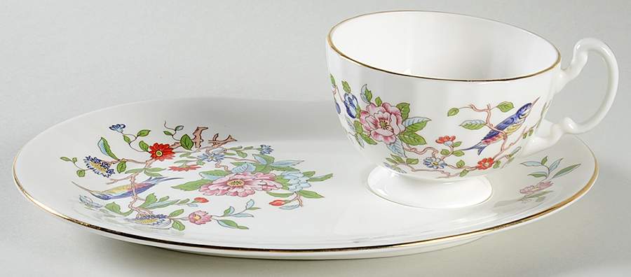 Pembroke (Gold Trim) Tea & Toast Snack Set (Footed Cup) by John  Aynsley & Sons-1
