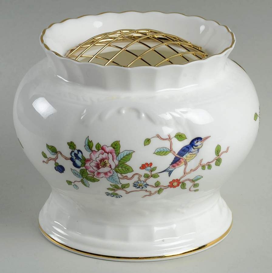 Pembroke (Gold Trim) Frog Vase with Metal Grid by John  Aynsley & Sons-1
