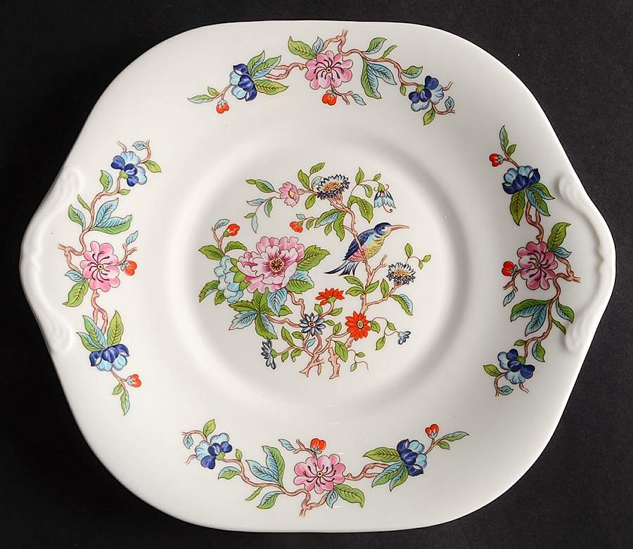 Pembroke (Gold Trim) Square Handled Cake Plate by John  Aynsley & Sons-1