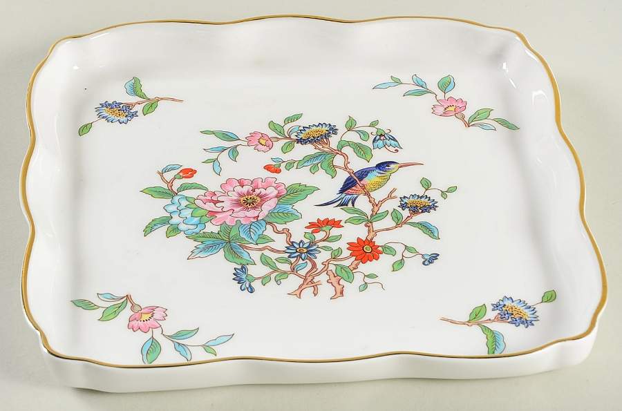 Pembroke (Gold Trim) 7" Square Tray by John  Aynsley & Sons-1