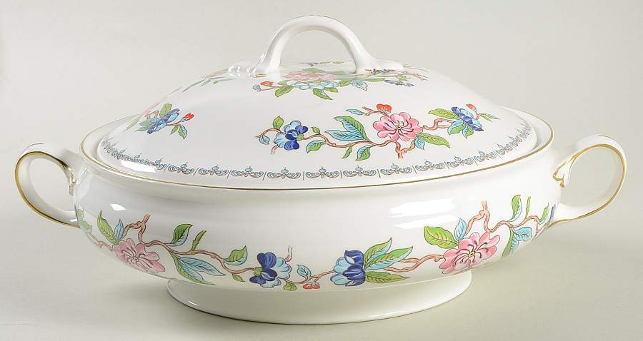 Pembroke (Gold Trim) Round Covered Vegetable by John  Aynsley & Sons-1