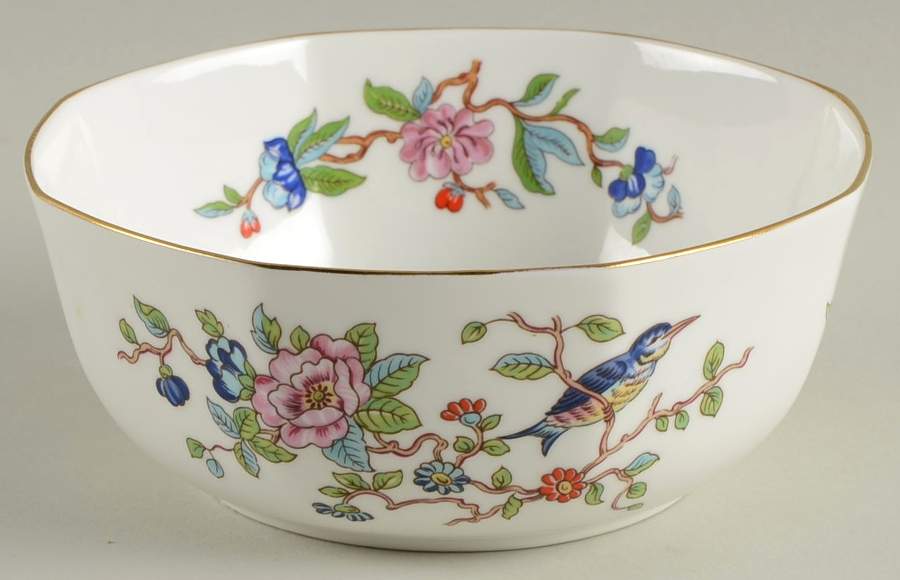 Pembroke (Gold Trim) Cranberry Bowl by John  Aynsley & Sons-1