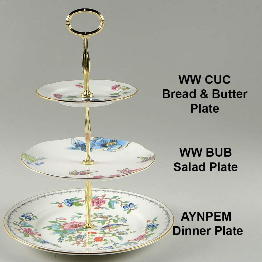 Pembroke (Gold Trim) Mixed/Match 3 Tier Serving Tray by John  Aynsley & Sons-1