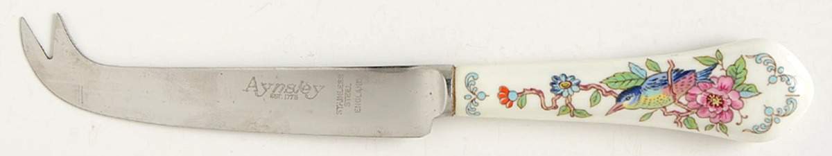 Pembroke (Gold Trim) Cheese Knife with Stainless Blade by John  Aynsley & Sons-1