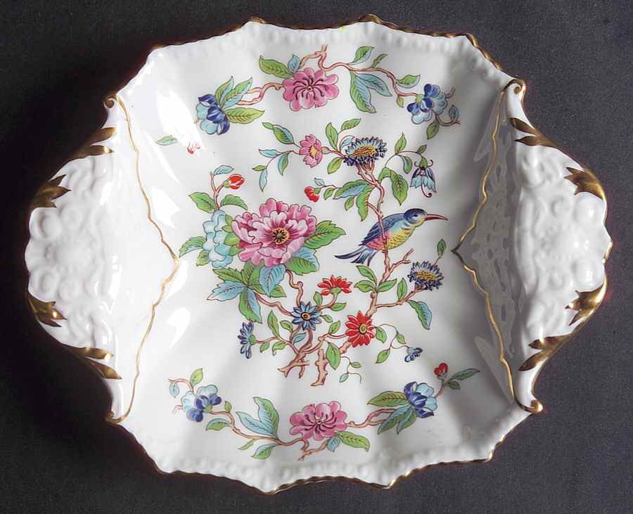 Pembroke (Gold Trim) 6" Handled Square Bon Bon by John  Aynsley & Sons-1
