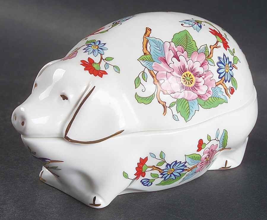 Pembroke (Gold Trim) Large Pig Box & Lid by John  Aynsley & Sons-1