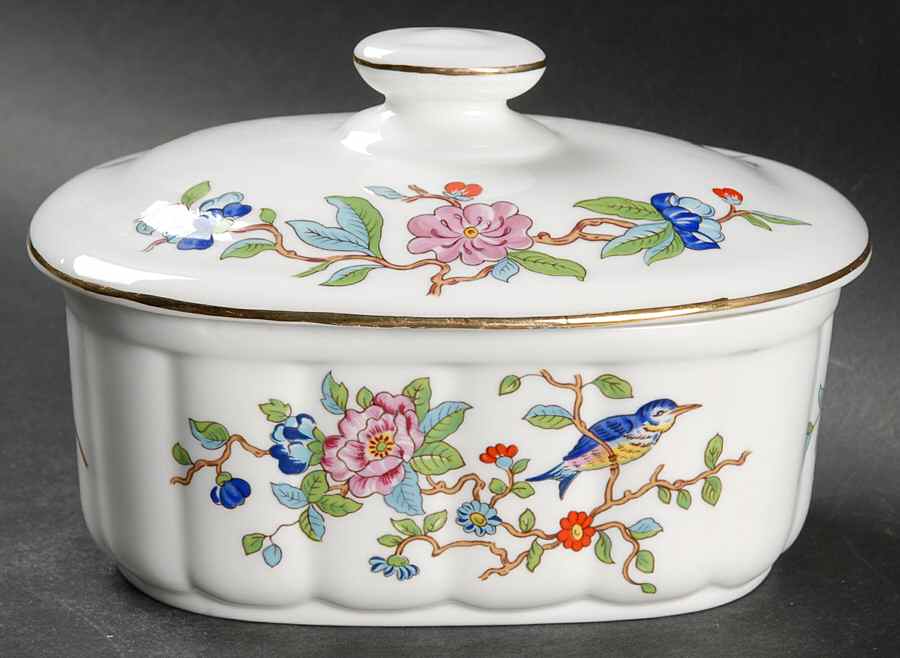 Pembroke (Gold Trim) Butter Box & Lid by John  Aynsley & Sons-1