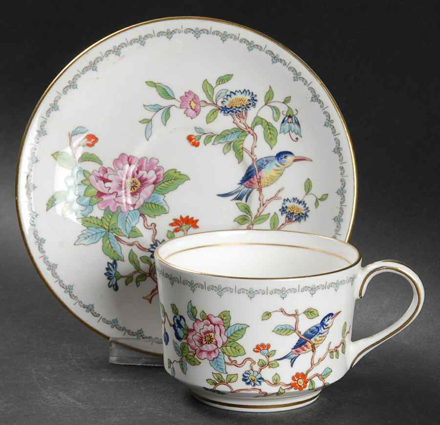 Pembroke (Gold Trim) Flat Cup & Saucer Set by John  Aynsley & Sons-1
