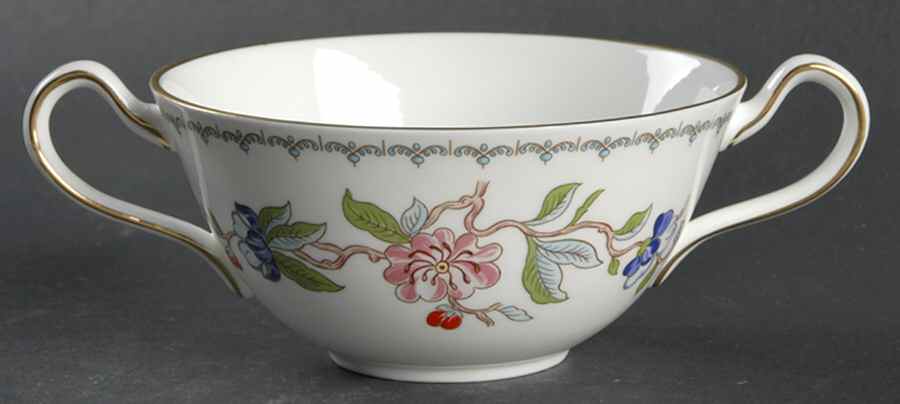 Pembroke (Gold Trim) Flat Cream Soup Bowl by John  Aynsley & Sons-1