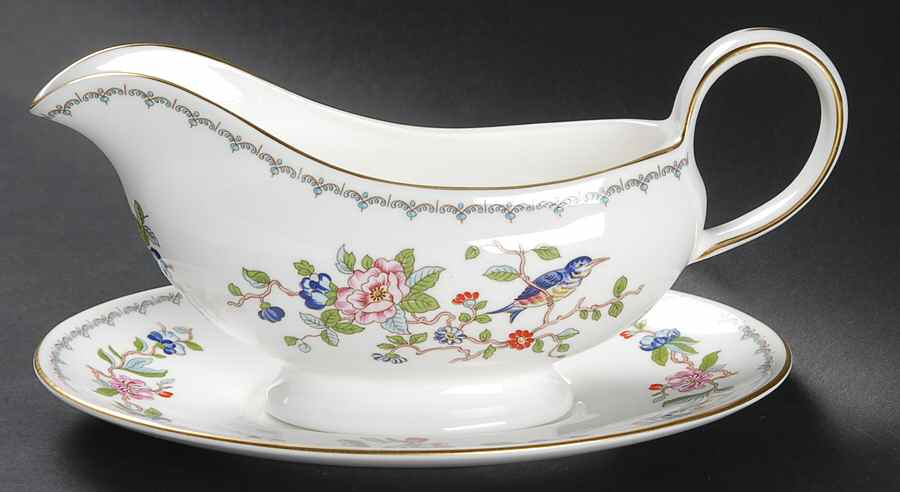 Pembroke (Gold Trim) Gravy Boat & Underplate by John  Aynsley & Sons-1