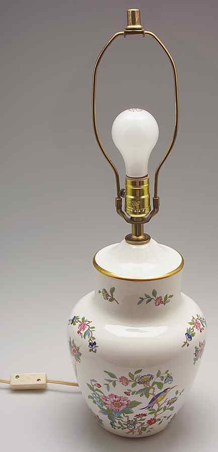 Pembroke (Gold Trim) Electric Temple Jar Lamp No Shade by John  Aynsley & Sons-1