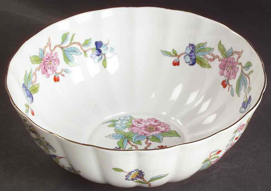Pembroke (Gold Trim) 7" Round Fluted Bowl by John  Aynsley & Sons-1