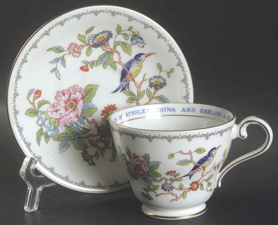 Pembroke (Gold Trim) Footed Cup & Saucer Set by John  Aynsley & Sons-1