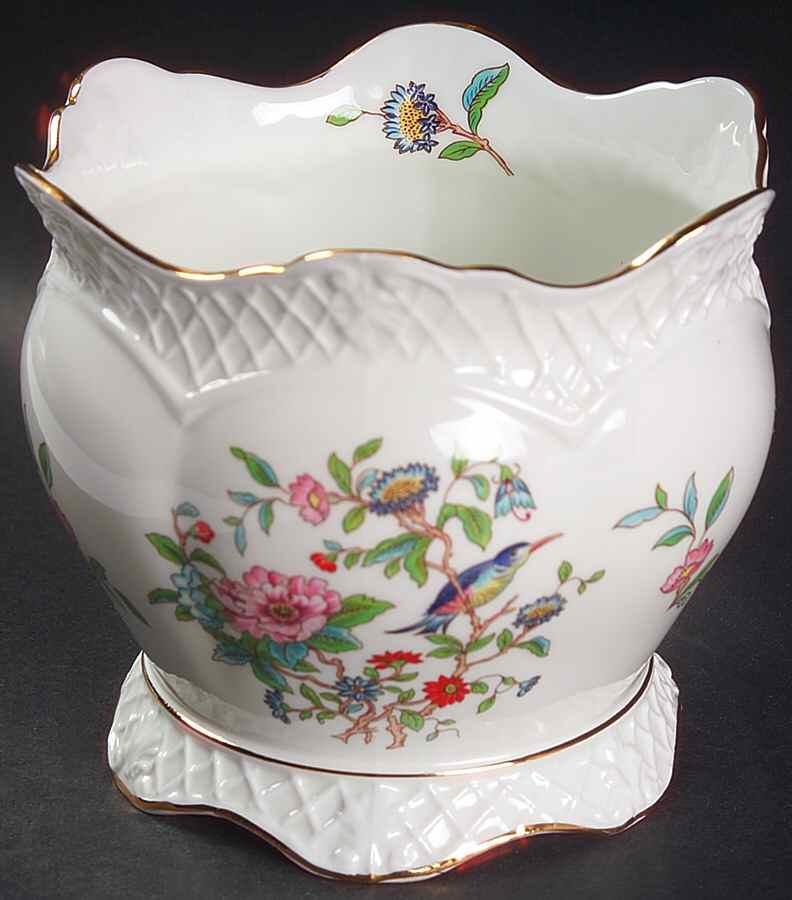 Pembroke (Gold Trim) 5" Trellis Cachepot by John  Aynsley & Sons-1
