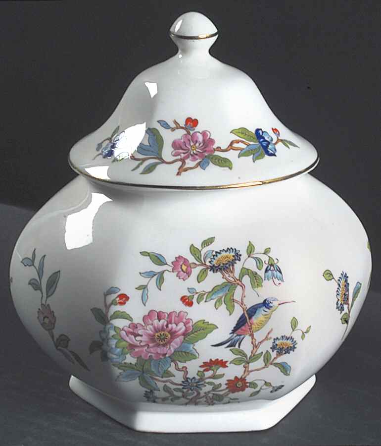 Pembroke (Gold Trim) Hexagonal Covered Caddy by John  Aynsley & Sons-1