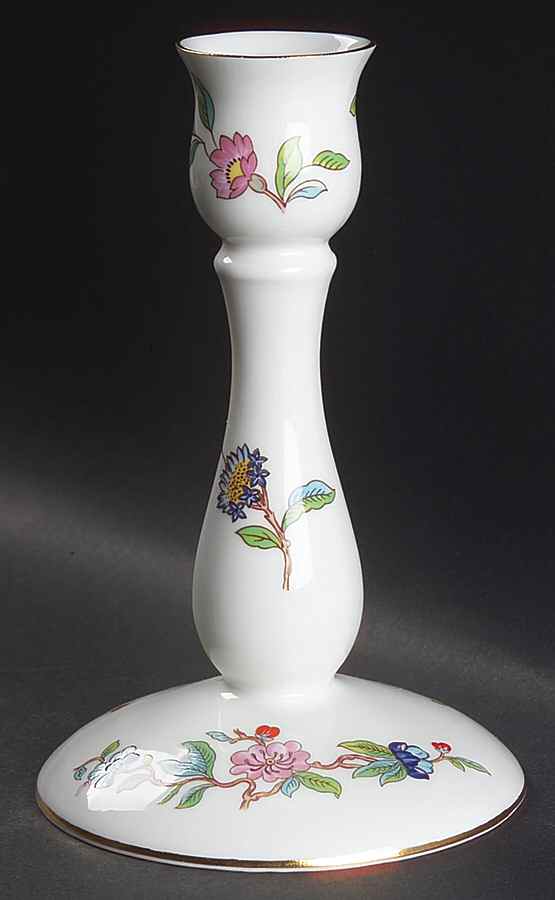 Pembroke (Gold Trim) 6" Candlestick by John  Aynsley & Sons-1