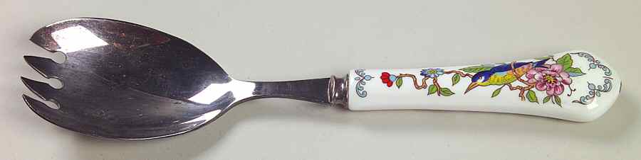 Pembroke (Gold Trim) Salad Serving Fork with Silverplate Bowl by John  Aynsley & Sons-1