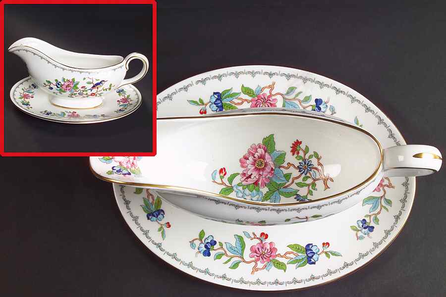 Pembroke (Gold Trim) Gravy Boat & Underplate by John  Aynsley & Sons-1