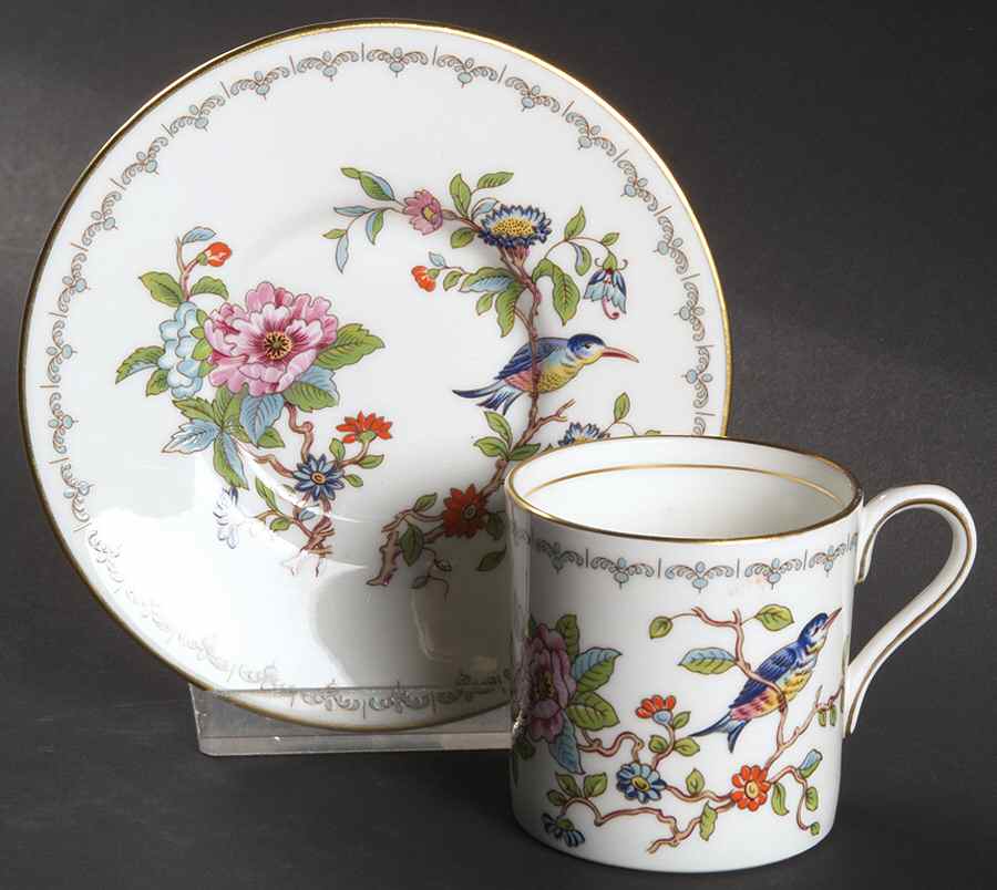 Pembroke (Gold Trim) Flat Demitasse Cup & Saucer Set by John  Aynsley & Sons-1