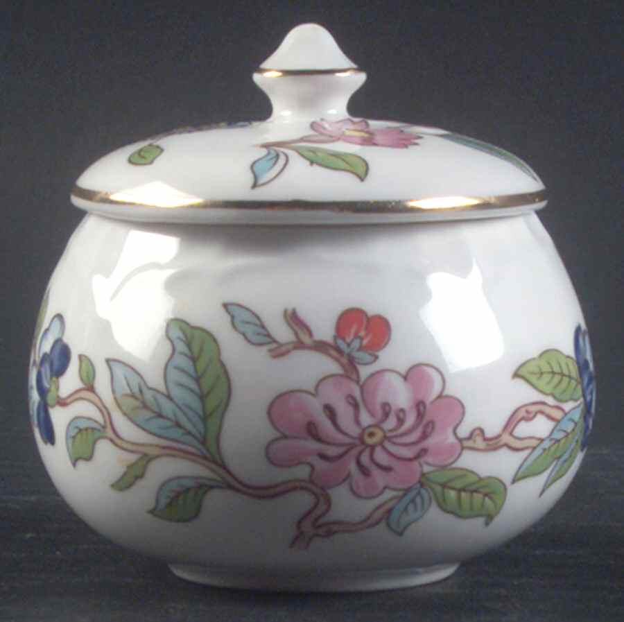 Pembroke (Gold Trim) Round Cascade Trinket Box & Lid by John  Aynsley & Sons-1