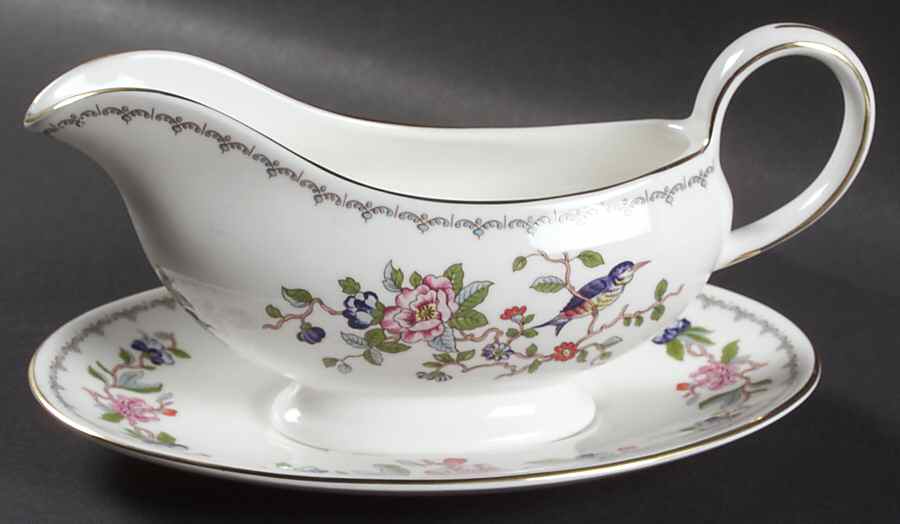 Pembroke (Gold Trim) Gravy Boat & Underplate by John  Aynsley & Sons-1