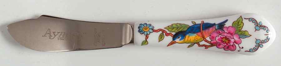 Pembroke (Gold Trim) Flat Handle Butter Spreader by John  Aynsley & Sons-1