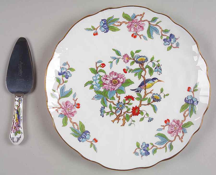 Pembroke (Gold Trim) Cheese Plate & Server Set by John  Aynsley & Sons-1