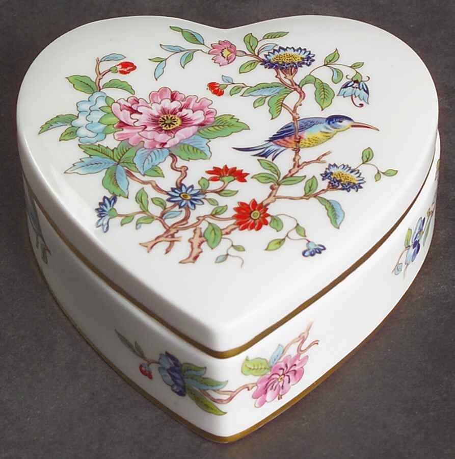 Pembroke (Gold Trim) Heart Shape Box & Lid by John  Aynsley & Sons-1