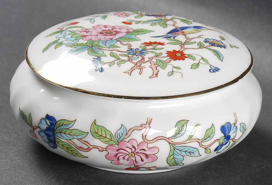 Pembroke (Gold Trim) 4" Round Box & Lid by John  Aynsley & Sons-1