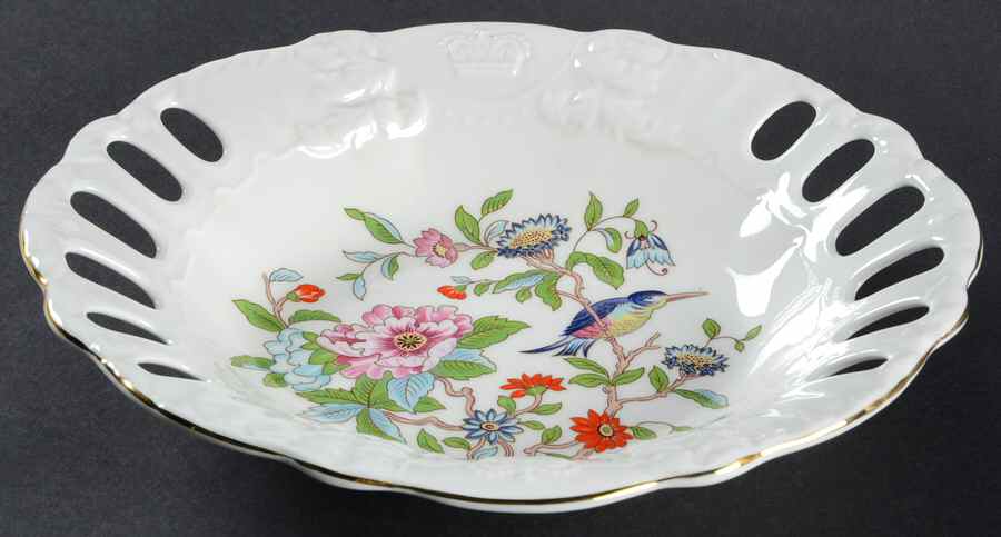 Pembroke (Gold Trim) 10" Pierced Oval Bowl by John  Aynsley & Sons-1