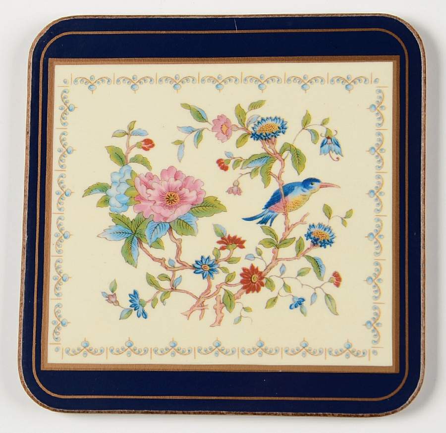 Pembroke (Gold Trim) Cork Back Square Coaster by John  Aynsley & Sons-1