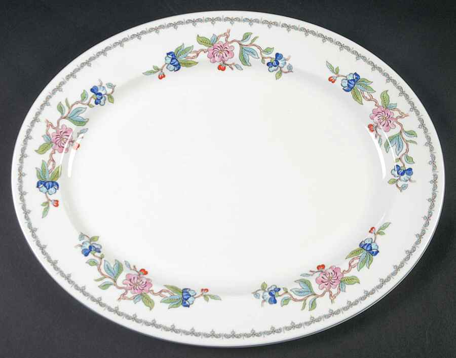 Pembroke (Blue Trim) 13" Oval Serving Platter by John  Aynsley & Sons-1