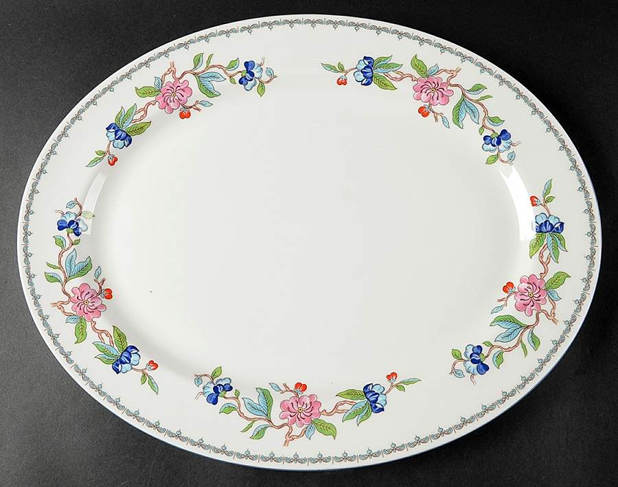 Pembroke (Blue Trim) 15" Oval Serving Platter by John  Aynsley & Sons-1
