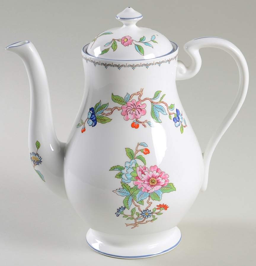 Pembroke (Blue Trim) Coffee Pot & Lid by John  Aynsley & Sons-1