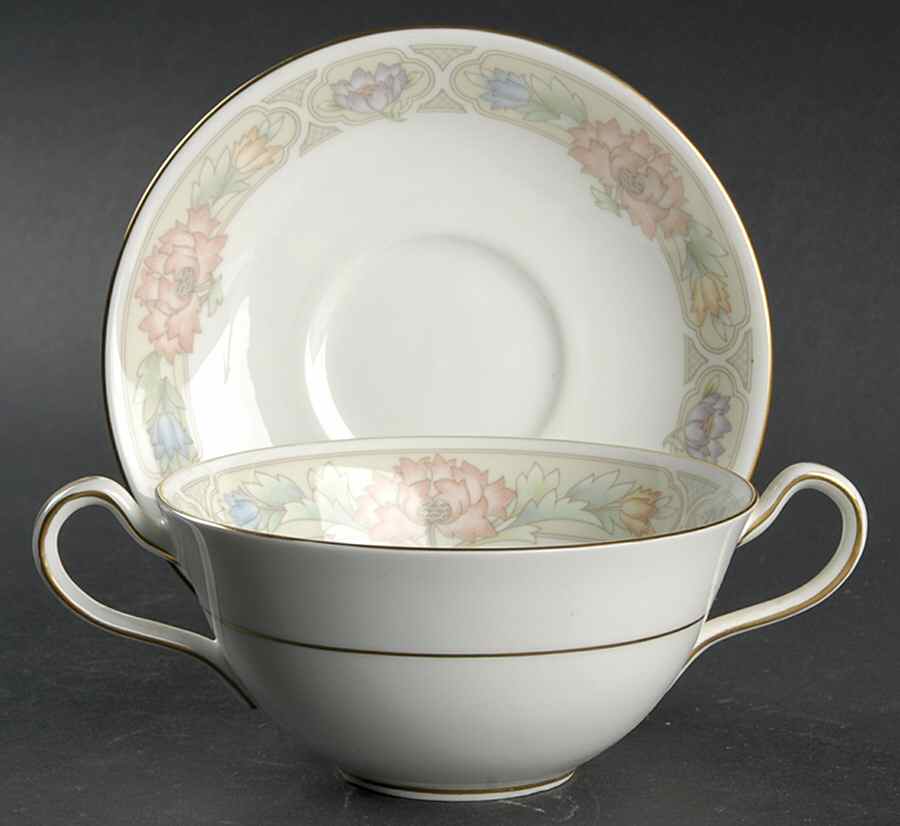 Peony Flat Cream Soup Bowl & Saucer Set by John  Aynsley & Sons-1