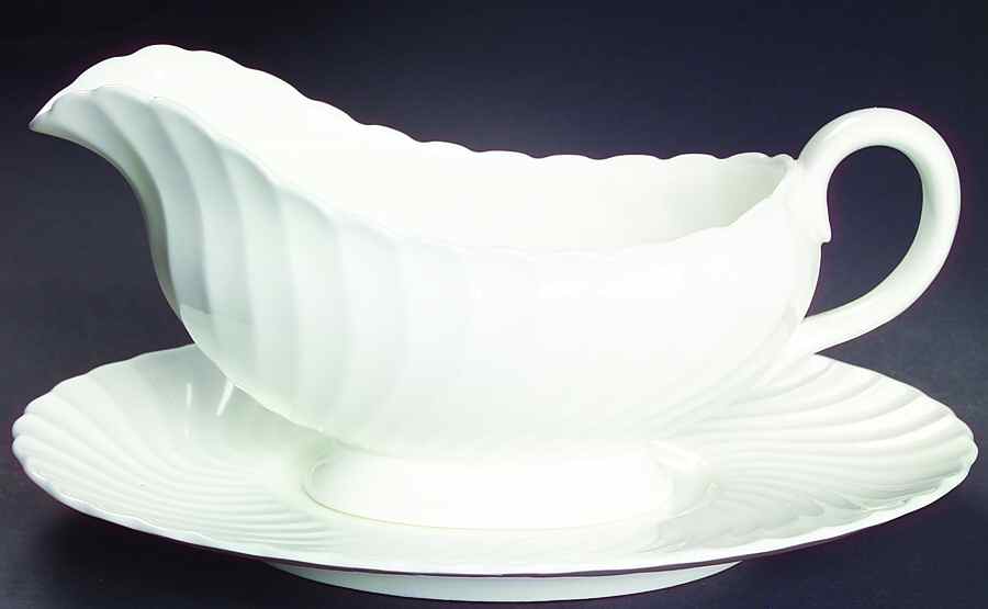 Portland White Gravy Boat & Underplate by John  Aynsley & Sons-1