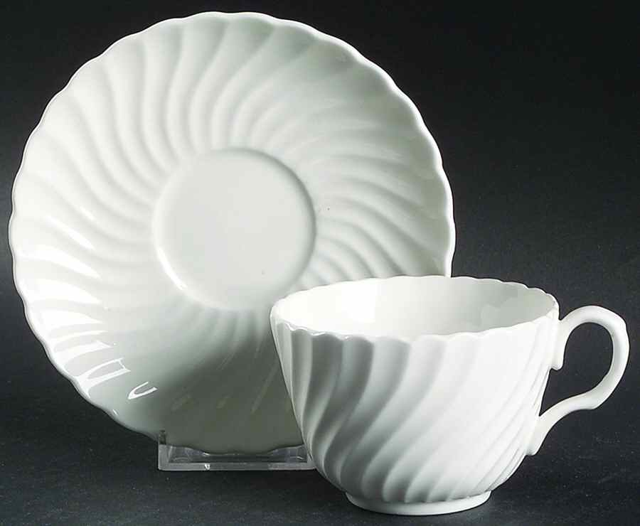 Portland White Flat Cup & Saucer Set by John  Aynsley & Sons-1