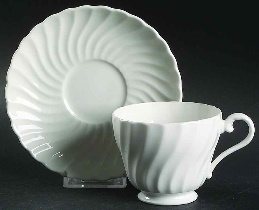 Portland White Footed Cup & Saucer Set by John  Aynsley & Sons-1