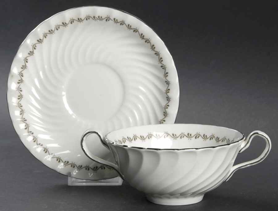 Princelea Flat Cream Soup Bowl & Saucer Set by John  Aynsley & Sons-1