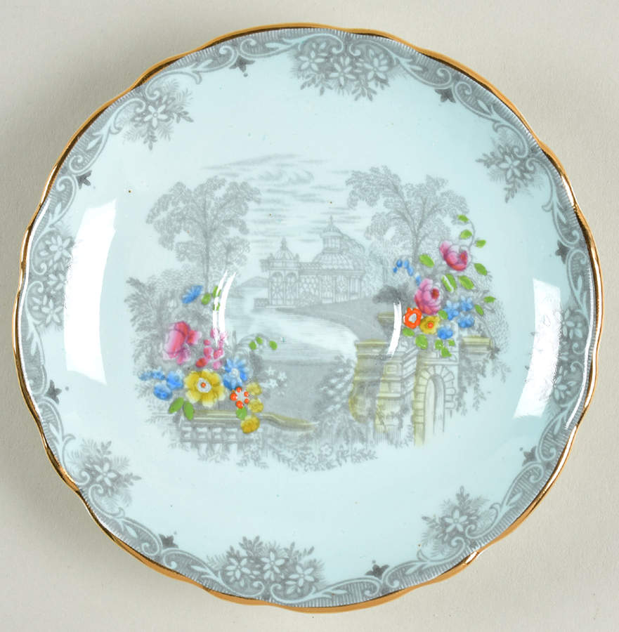 Queen's Garden (Blue, Scalloped) Saucer for Footed Demitasse Cup by John  Aynsley & Sons-1