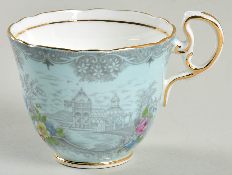 Queen's Garden (Blue, Scalloped) Footed Demitasse Cup by John  Aynsley & Sons-1