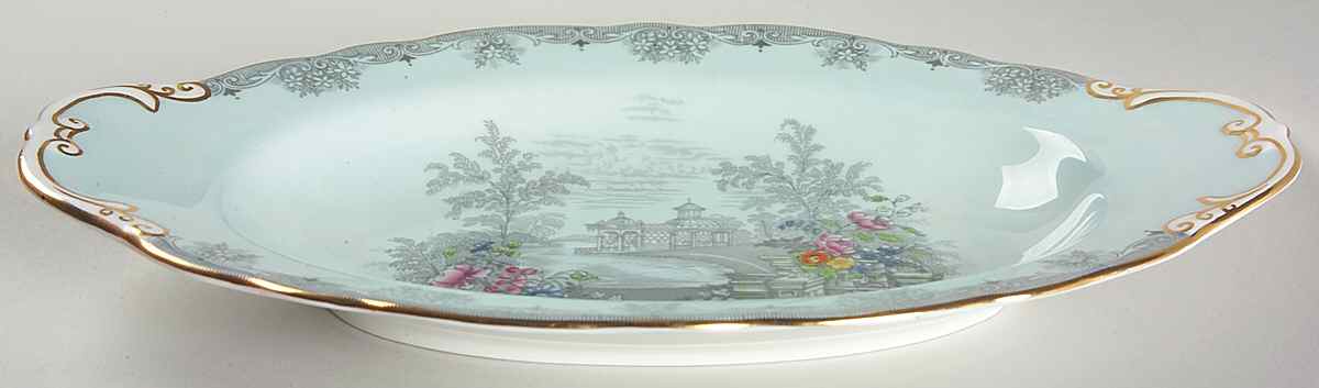 Queen's Garden (Blue, Scalloped) Relish by John  Aynsley & Sons-1