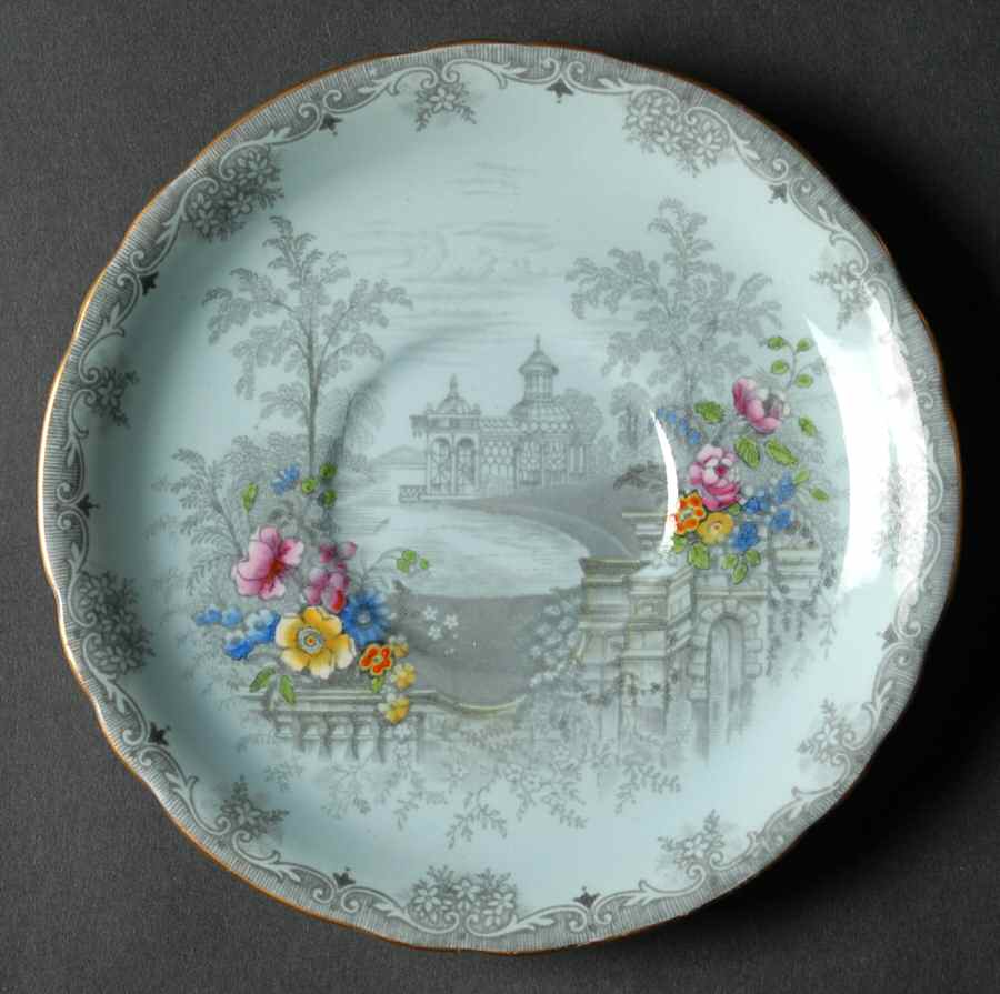 Queen's Garden (Blue, Scalloped) Saucer for Cream Soup Bowl by John  Aynsley & Sons-1