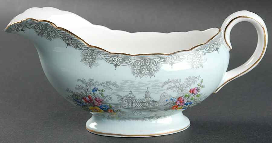 Queen's Garden (Blue, Scalloped) Gravy Boat by John  Aynsley & Sons-1