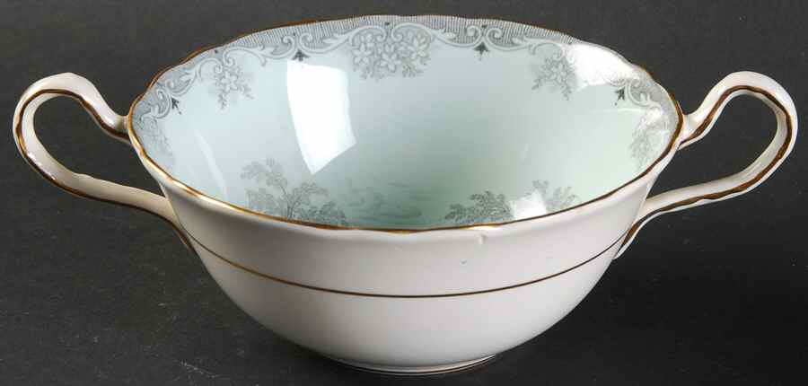 Queen's Garden (Blue, Scalloped) Flat Cream Soup Bowl by John  Aynsley & Sons-1
