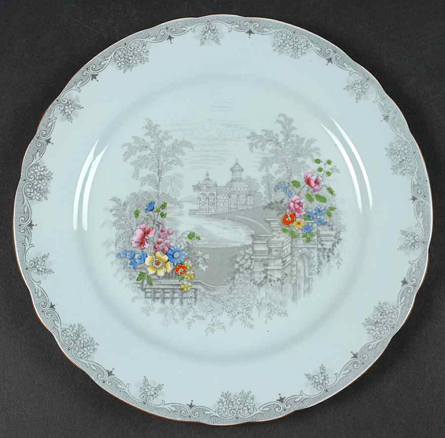 Queen's Garden (Blue, Scalloped) Salad Plate by John  Aynsley & Sons-1