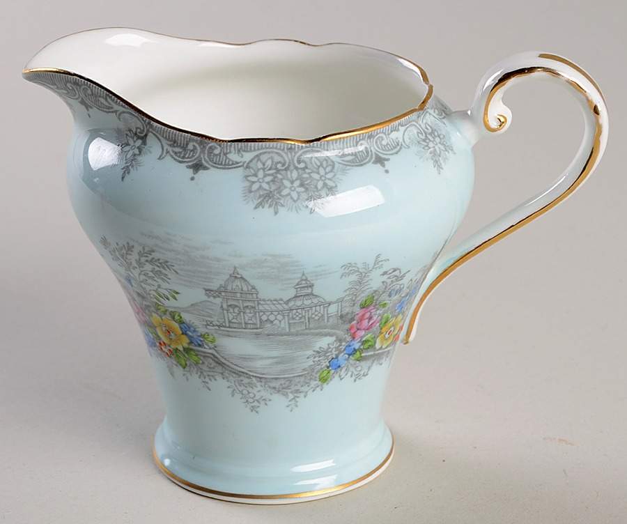 Queen's Garden (Blue, Scalloped) Creamer by John  Aynsley & Sons-1