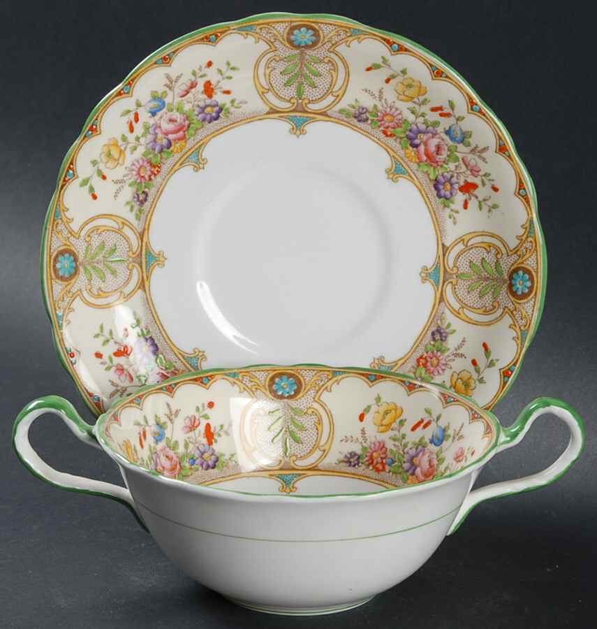 Regina Flat Cream Soup Bowl & Saucer Set by John  Aynsley & Sons-1