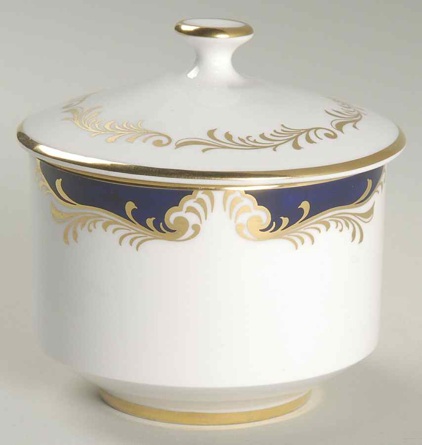 Royal Blue Sugar Bowl & Lid by John  Aynsley & Sons-1