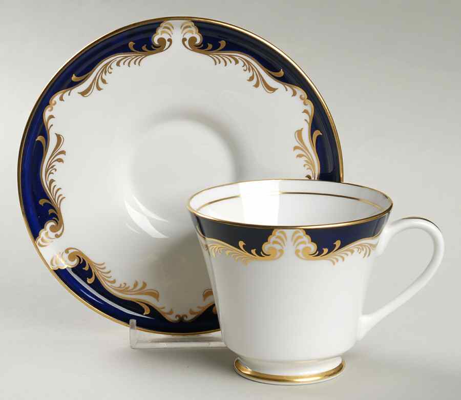 Royal Blue Footed Cup & Saucer Set by John  Aynsley & Sons-1